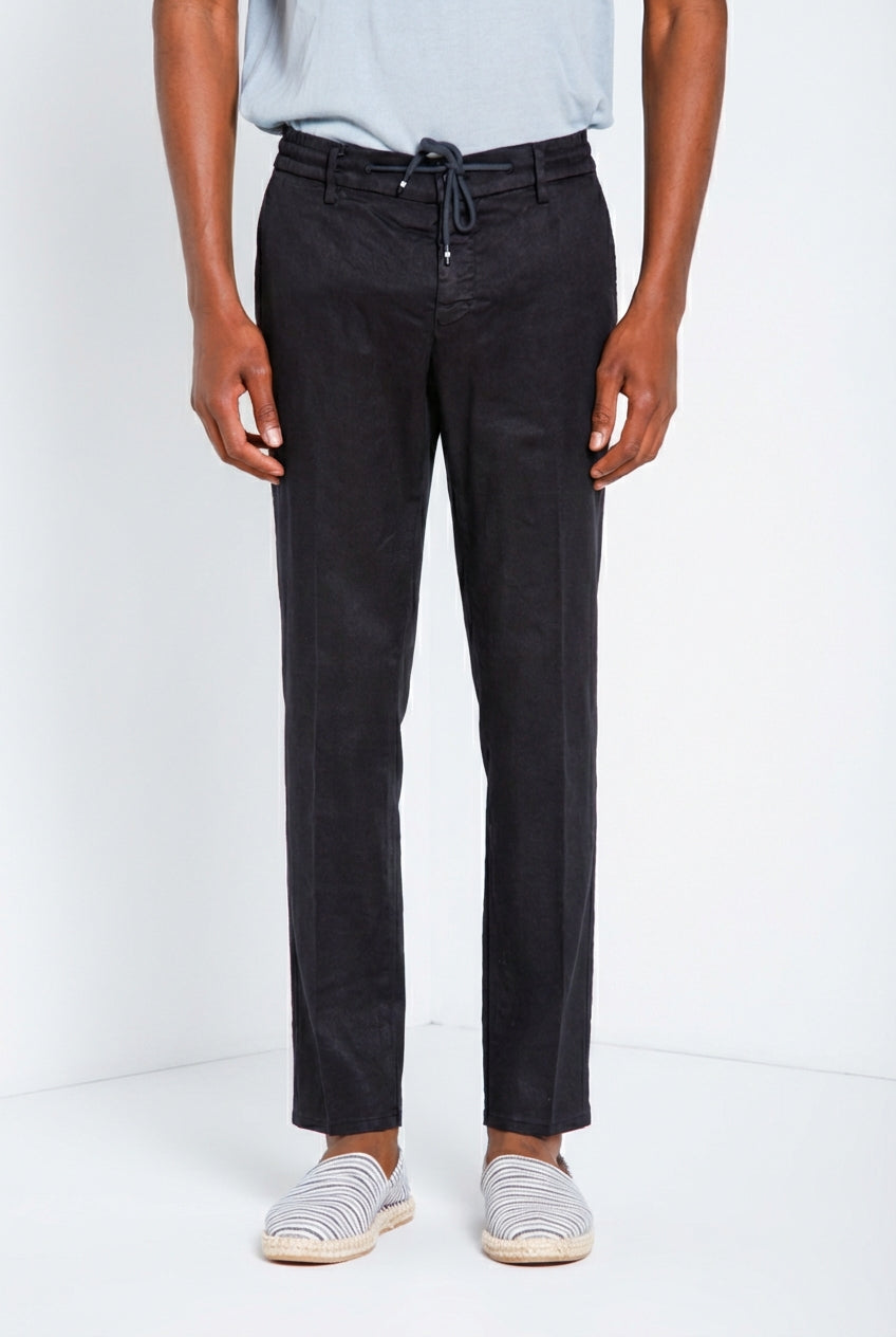 Milano Jogger pantalon chino homme en twill de lin et coton extra slim fit