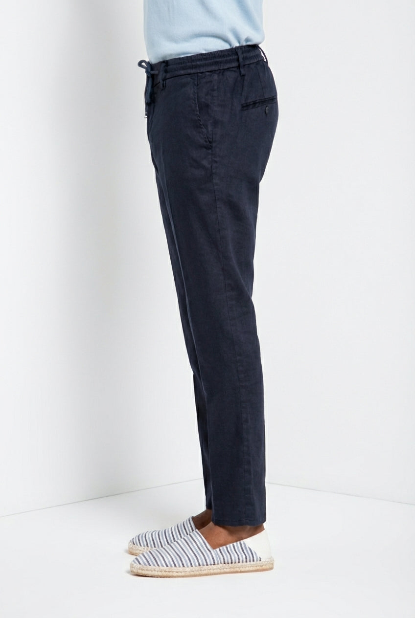 Milano Jogger pantalone chino uomo in twill di lino e cotone extra slim fit