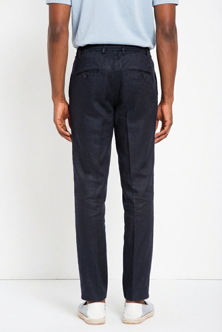Milano Jogger pantalone chino uomo in twill di lino e cotone extra slim fit