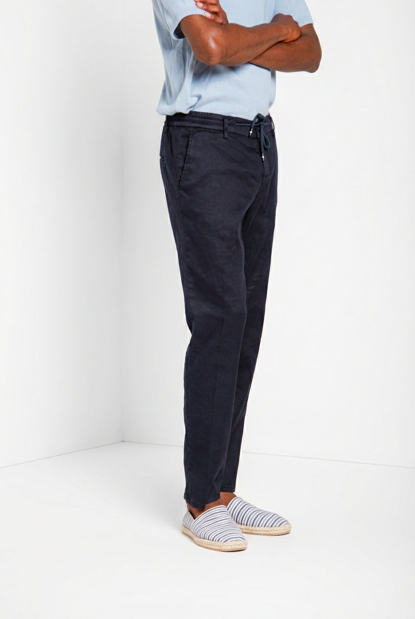 Milano Jogger pantalone chino uomo in twill di lino e cotone extra slim fit