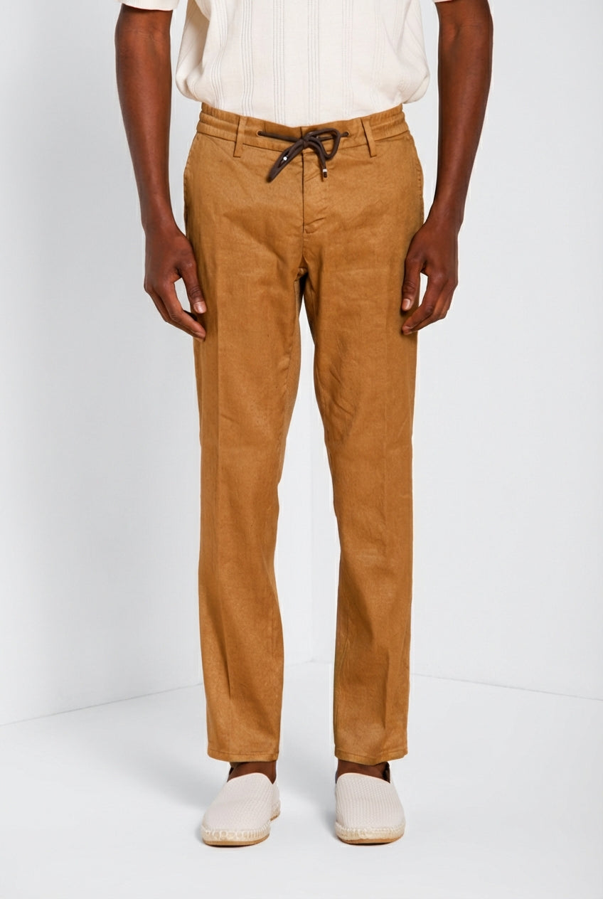 Milano Jogger pantalone chino uomo in twill di lino e cotone extra slim fit