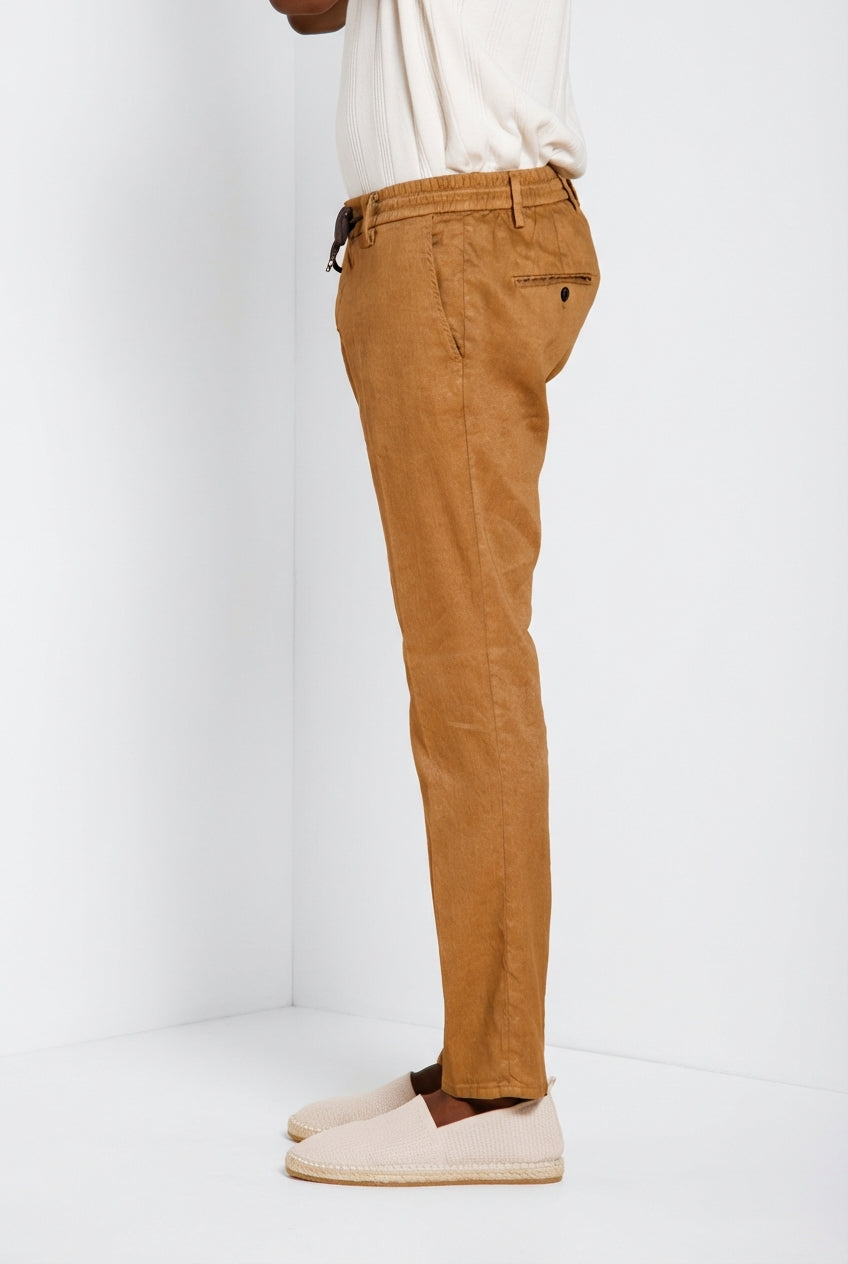 Milano Jogger pantalon chino homme en twill de lin et coton extra slim fit