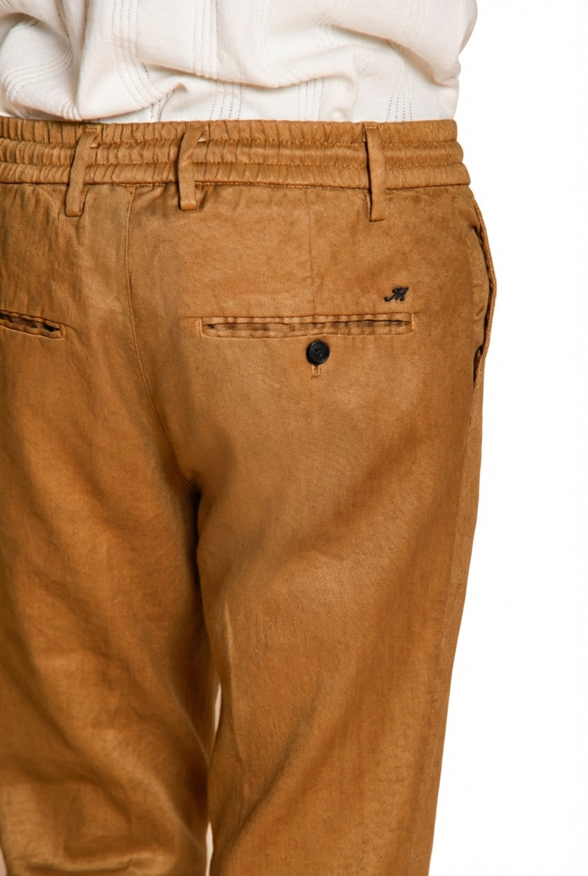 Milano Jogger pantalone chino uomo in twill di lino e cotone extra slim fit