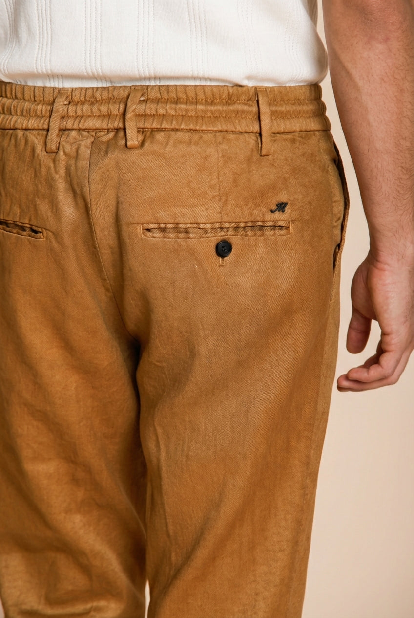 Milano Jogger pantalone chino uomo in twill di lino e cotone extra slim fit