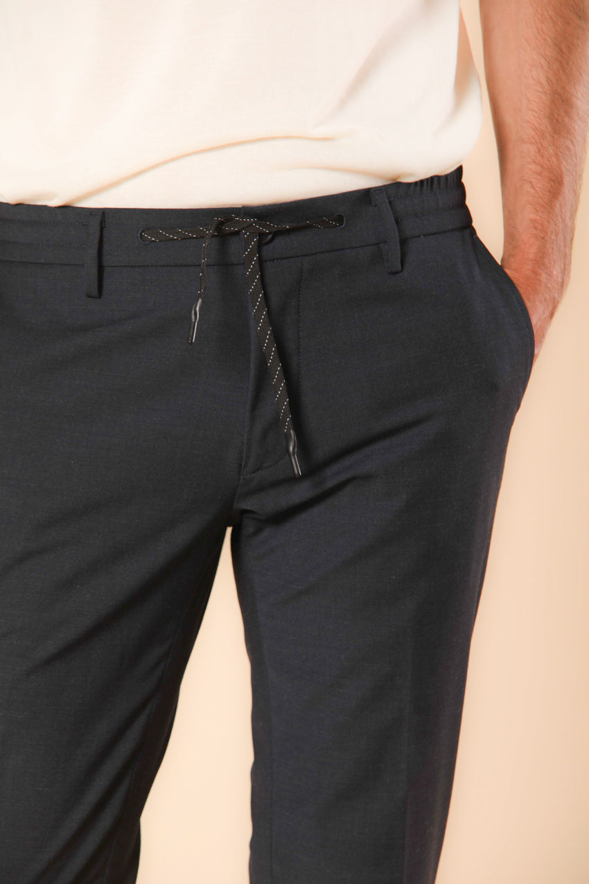 Milano Jogger Herren Chino Hose aus Wolle Travel Extra Slim Fit