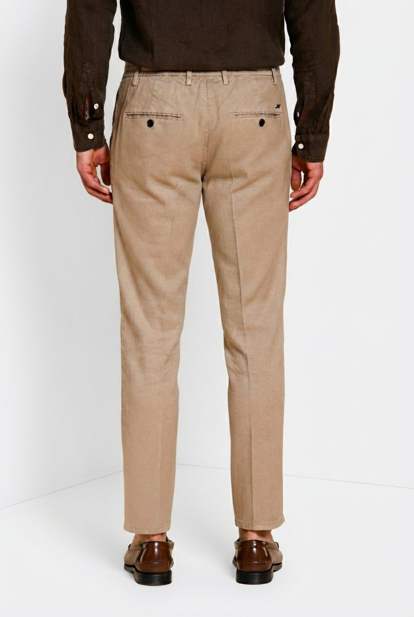 Milano Jogger pantalone chino uomo in twill di lino e cotone extra slim fit