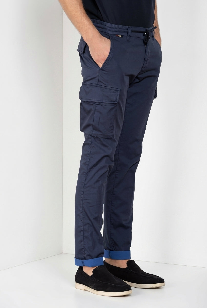 Chile Jogger men's cargo pants in technical travel stretch satin extra slim fit