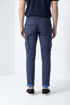Pantalone cargo uomo Chile Jogger Mason's blu navy in raso slim fit - vista laterale SS26