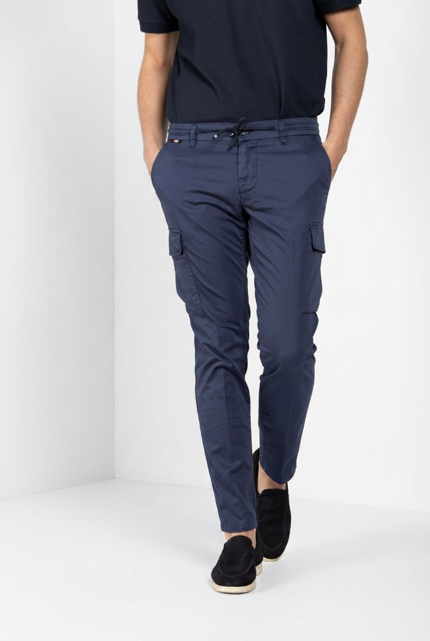 Chile Jogger men's cargo pants in technical travel stretch satin extra slim fit