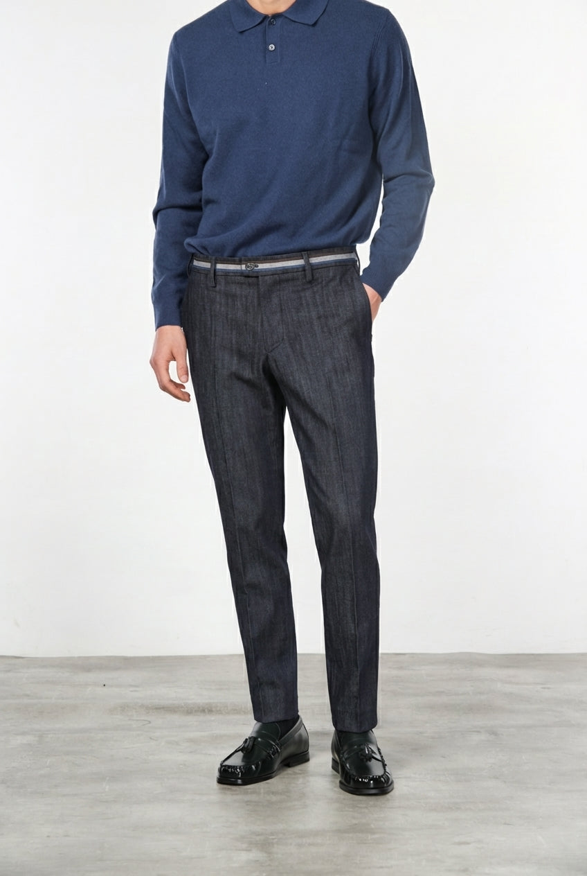 New York Winter pantalone chino uomo in denim stretch regular fit