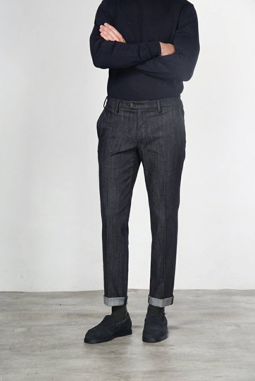 New York pantalone chino uomo in denim stretch regular fit