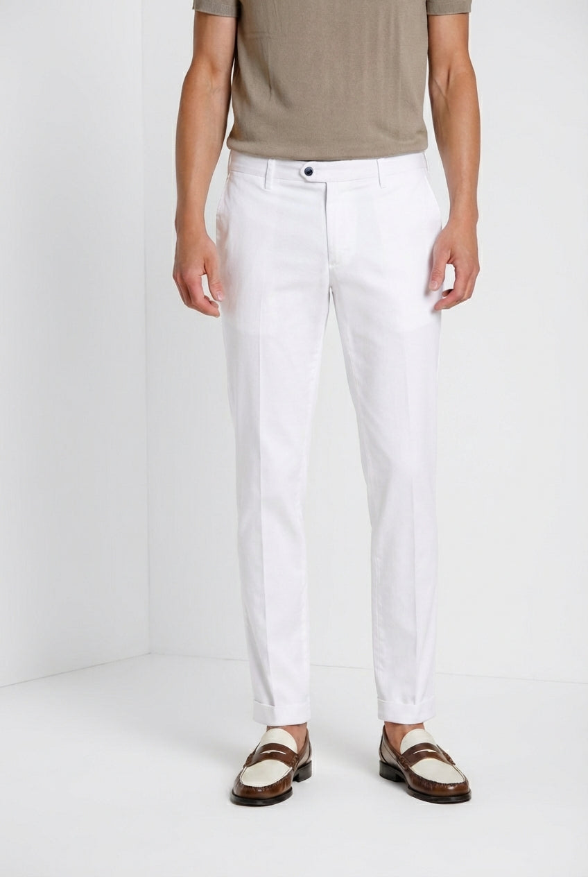 pantalone chino uomo bianco Mason's New York regular fit — gabardina stretch in cotone SS26