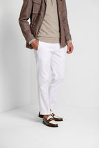 New York pantalone chino uomo Mason's — regular fit vista laterale gabardina cotone bianco
