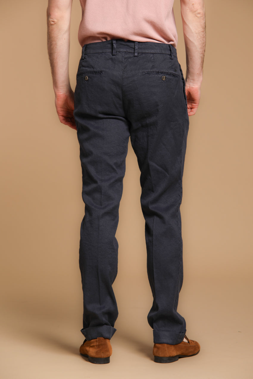 New York Time 1 Pinces Herren Chino Hose aus Leinen- und Baumwoll-Twill Regular Fit