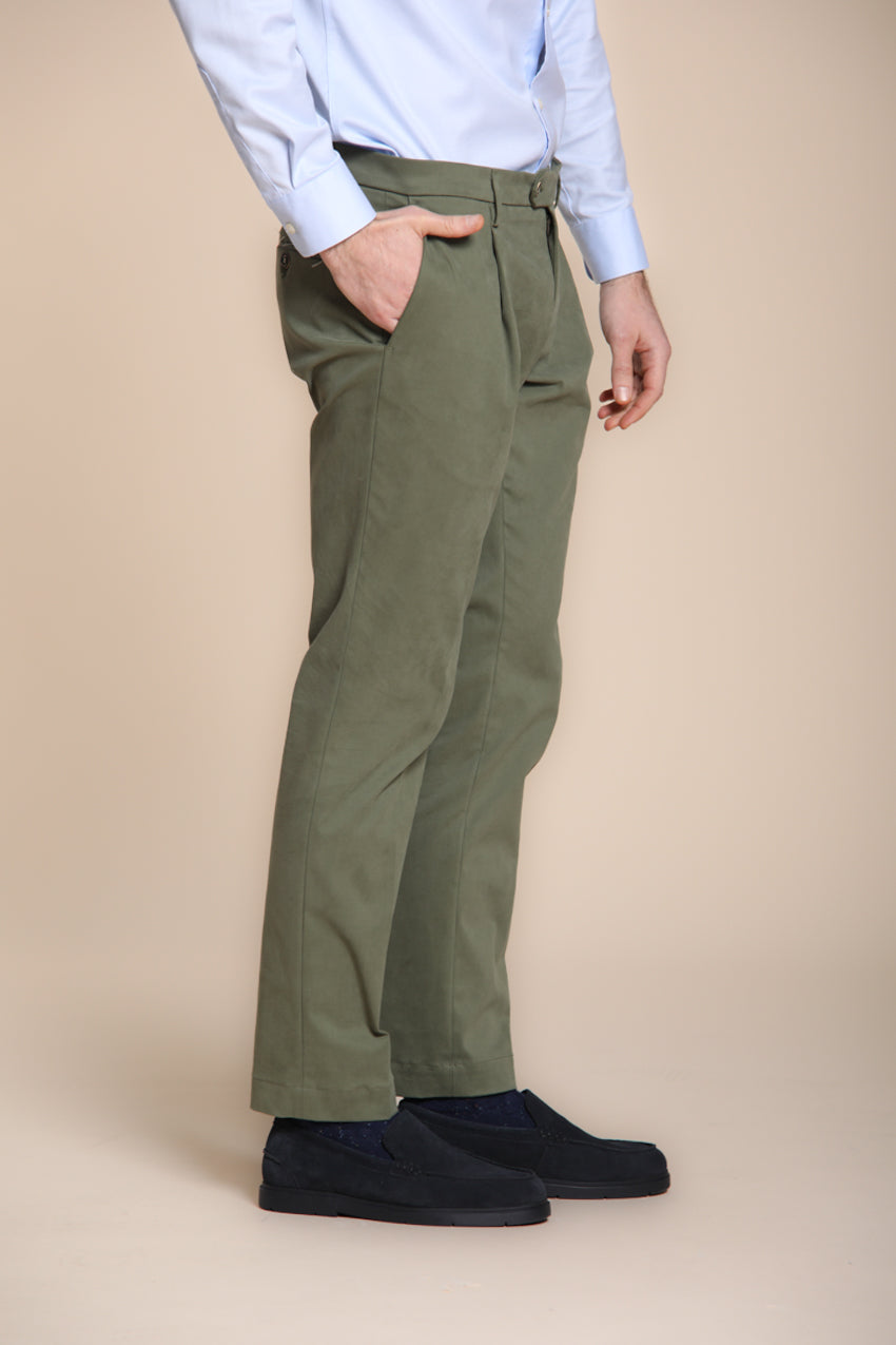 Foto 4 New York Time 1 Pinces pantalone chino uomo in gabardina tinto pezza regular fit