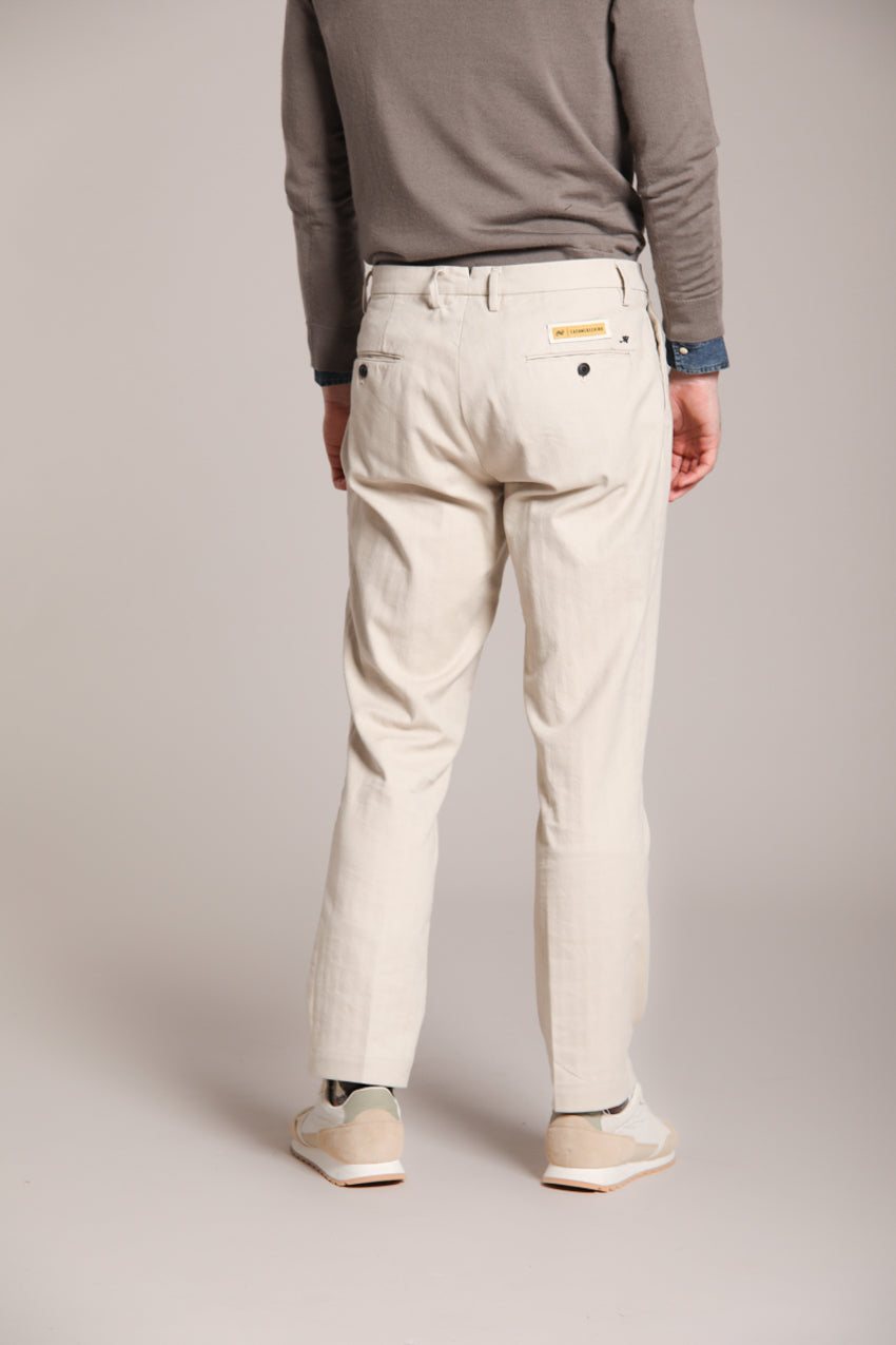 Foto 5 New York Time 2 Pinces pantalone chino uomo in resca tinto filo cashmere regular fit