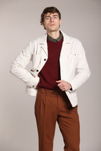 Foto 3 New York Time 2 Pinces pantalone chino uomo in cotone lana regular fit