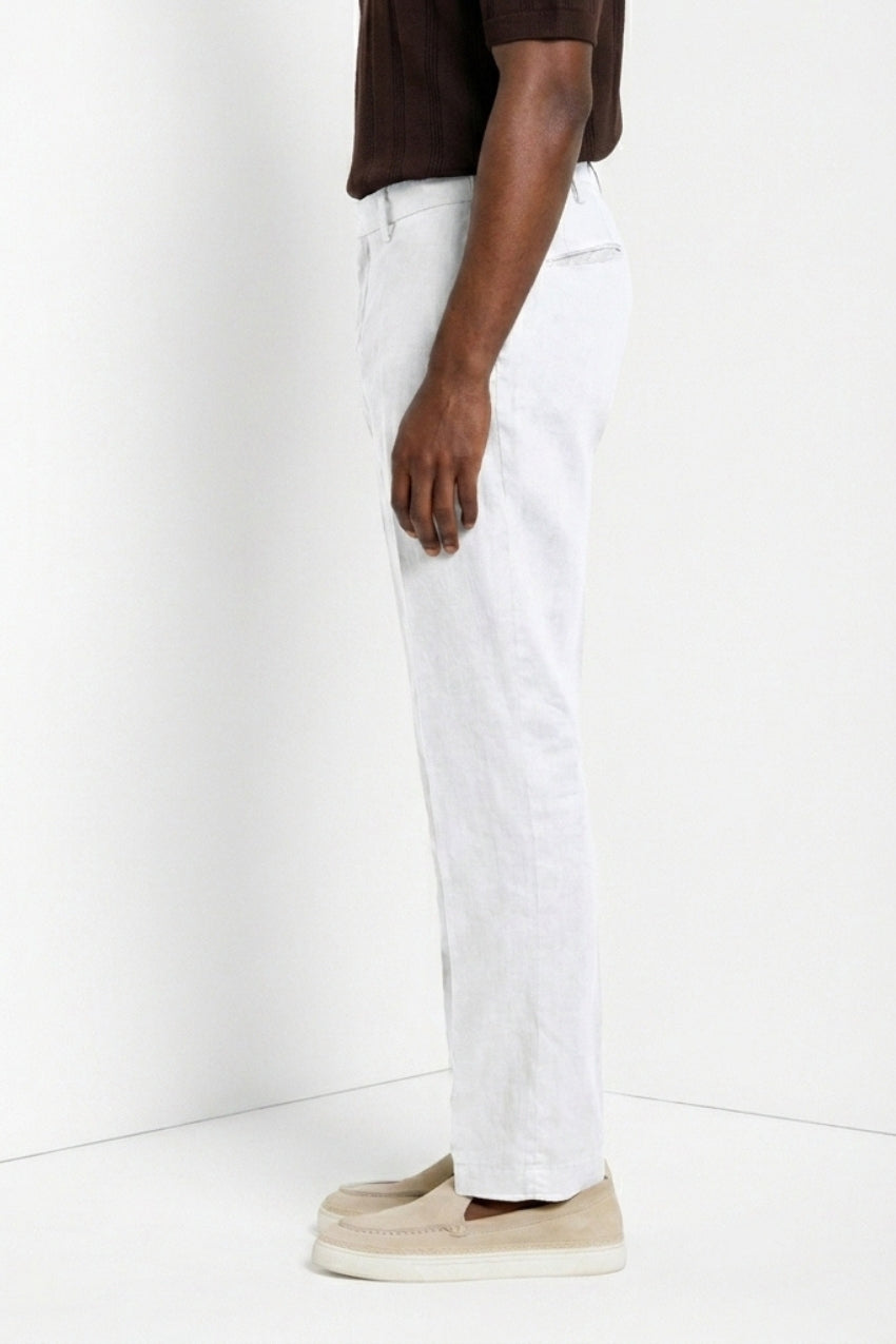 New York Icon Flex pantalone chino uomo in twill lino e cotone regular fit