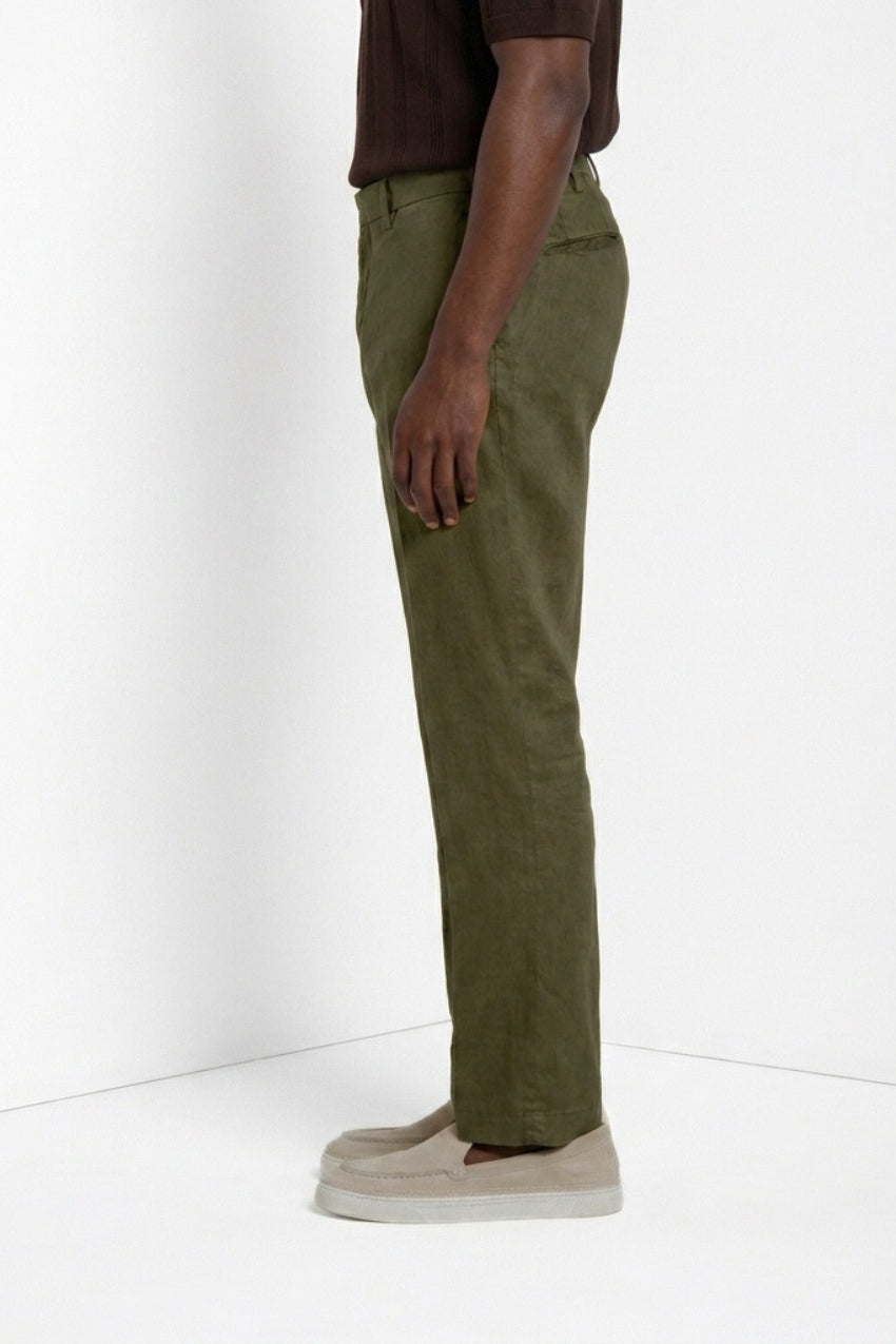 New York Icon Flex pantalone chino uomo in twill lino e cotone regular fit