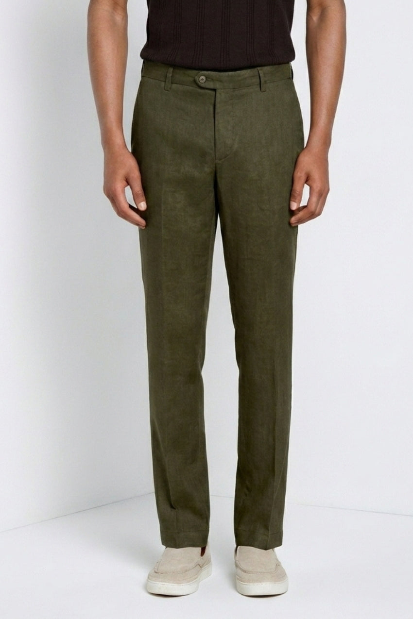 New York Icon Flex pantalone chino uomo in twill lino e cotone regular fit