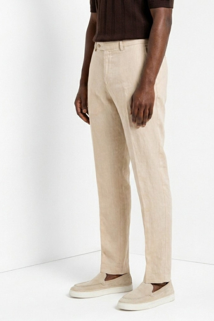 New York Icon Flex pantalone chino uomo in twill lino e cotone regular fit