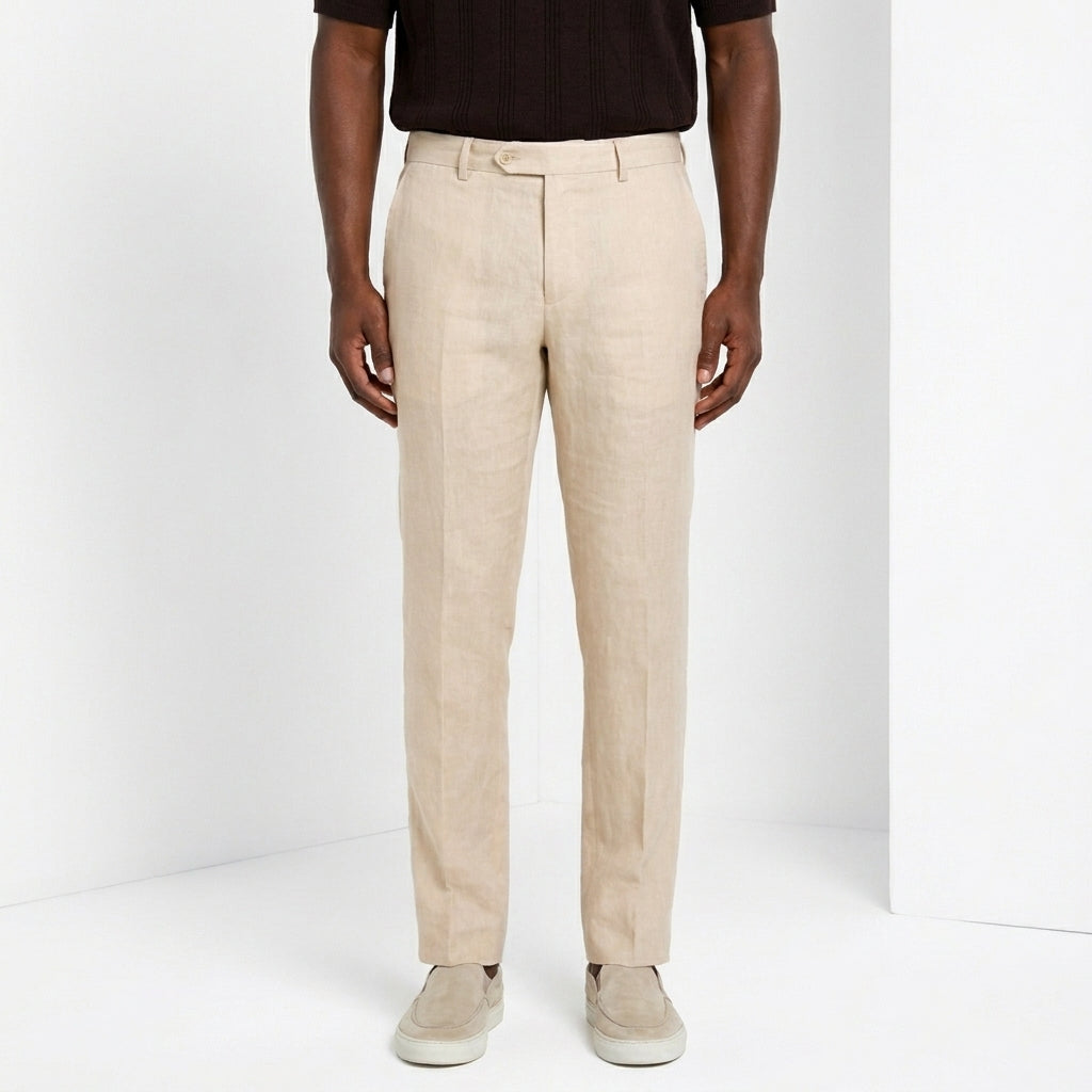 New York Icon Flex pantalone chino uomo in twill lino e cotone regular fit