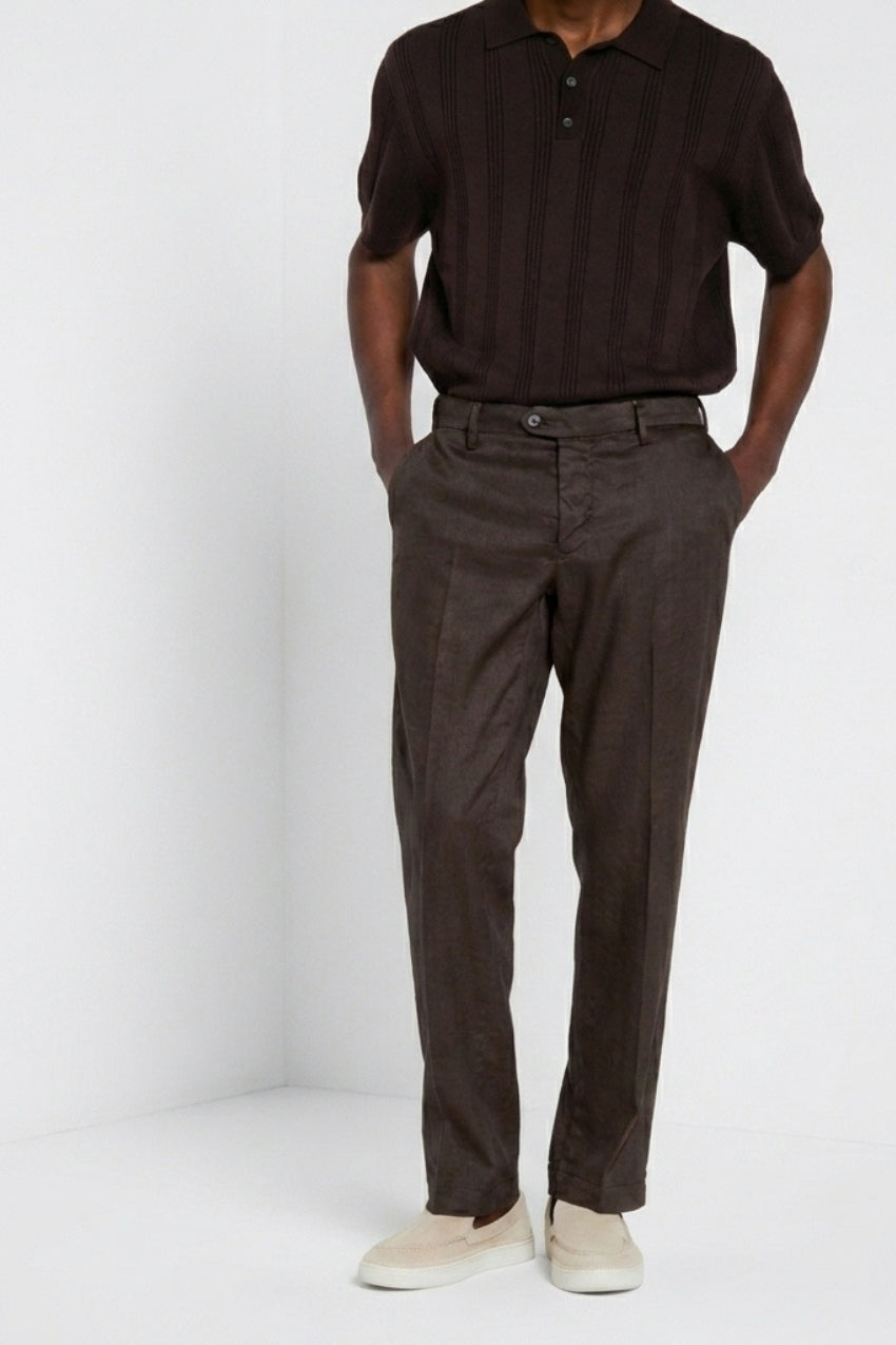 New York Icon Flex pantalone chino uomo in twill lino e cotone regular fit