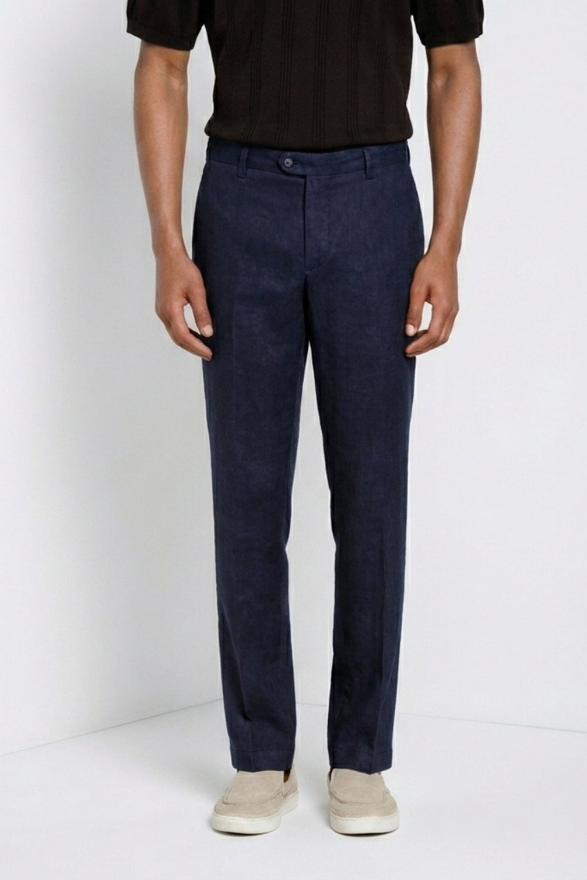 New York Icon Flex pantalone chino uomo in twill lino e cotone regular fit