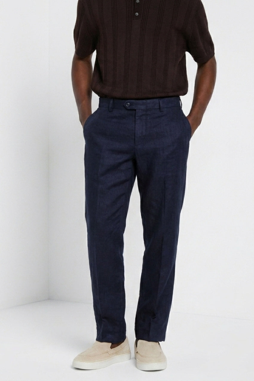 New York Icon Flex pantalone chino uomo in twill lino e cotone regular fit
