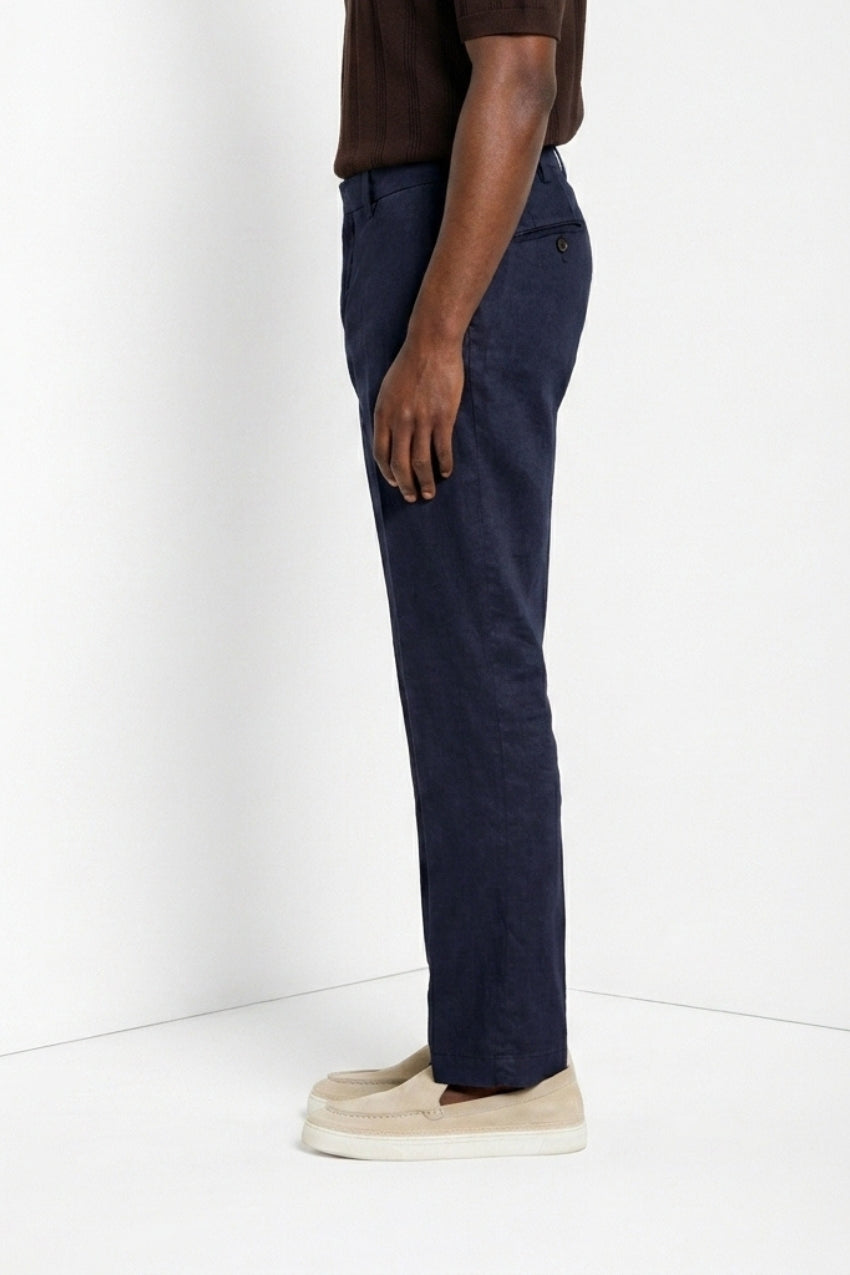 New York Icon Flex pantalone chino uomo in twill lino e cotone regular fit