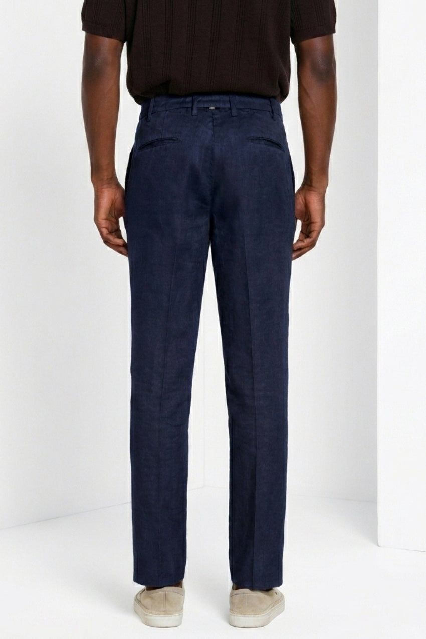 New York Icon Flex pantalone chino uomo in twill lino e cotone regular fit