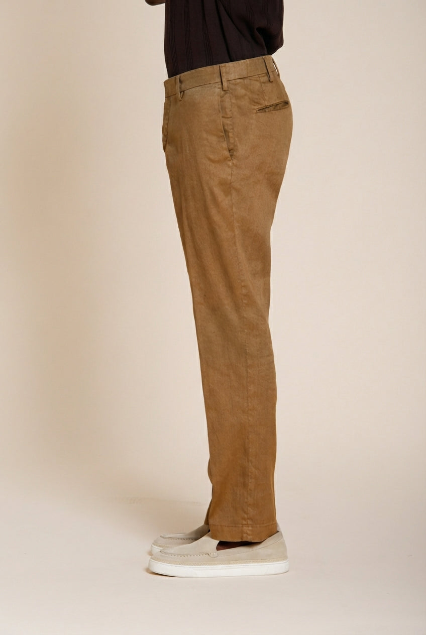 New York Icon Flex pantalone chino uomo in twill lino e cotone regular fit