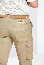 Dettaglio vita e tasche cargo pantalone cargo uomo Chile Royal Mason's gabardina tinto pezza kaki in gabardina SS26