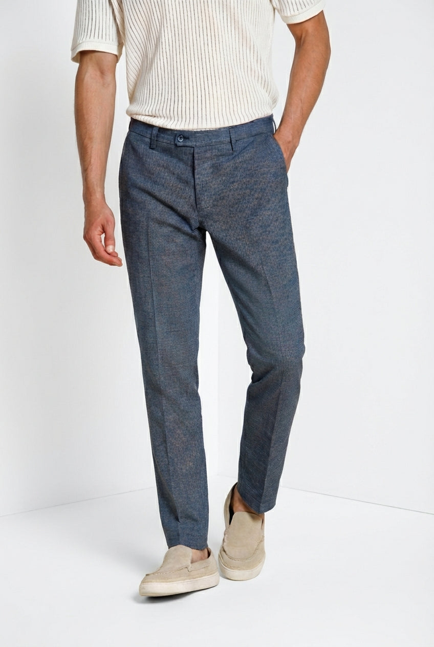 New York pantalone chino uomo in microfantasia pied de poule tinto filo regular fit