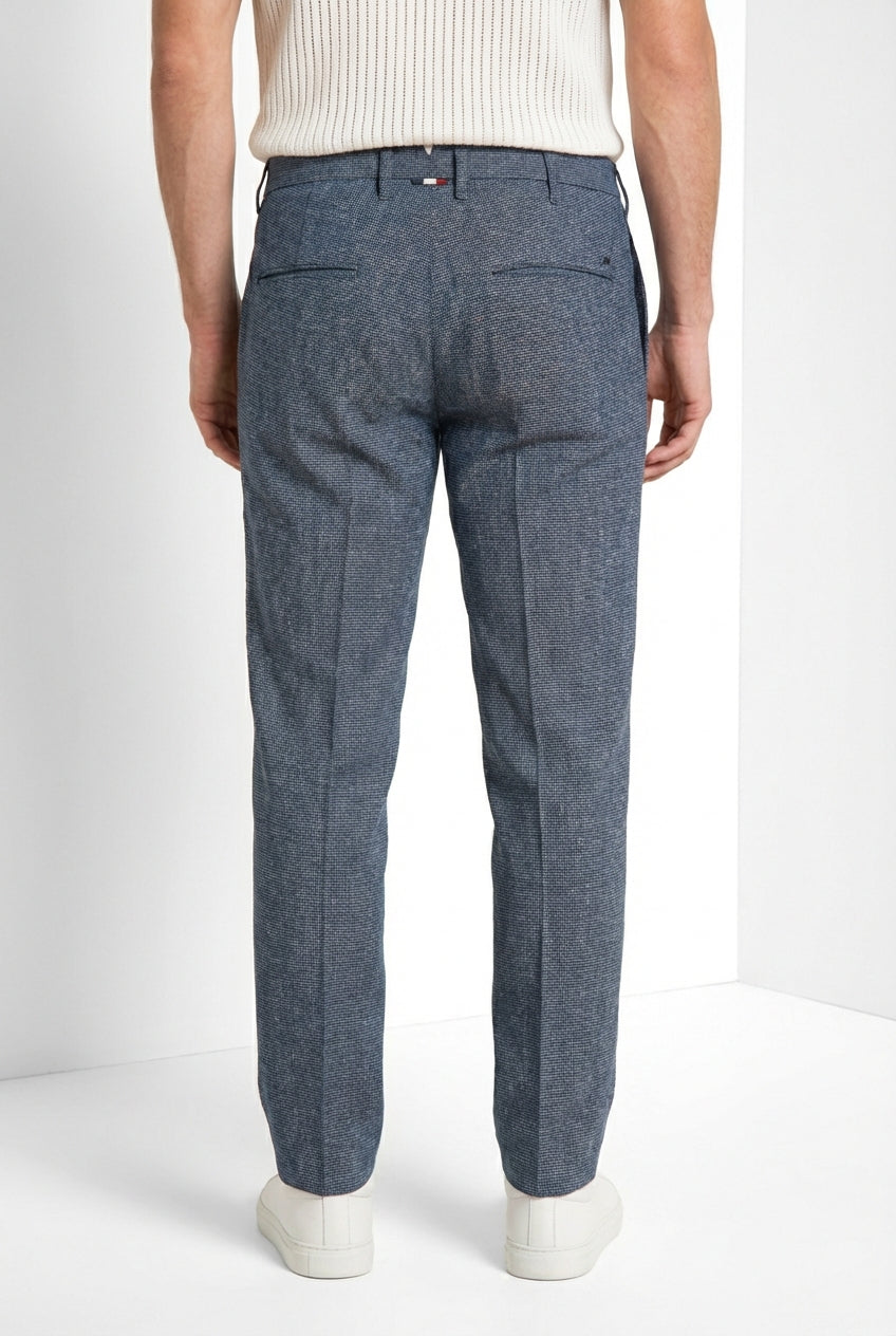 New York pantalone chino uomo in microfantasia pied de poule tinto filo regular fit