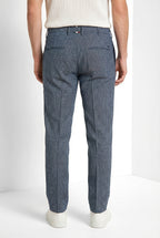 New York pantalone chino uomo in microfantasia pied de poule tinto filo regular fit
