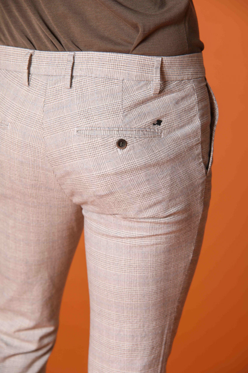Milano Herren Chino-Hose mit Galles-Muster und Mohnfarbener Faden Extra Slim Fit