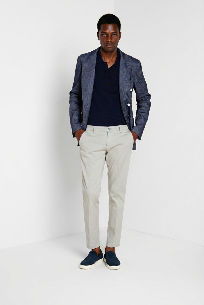 Milano pantalone chino uomo in gabardina stretch extra slim fit ①