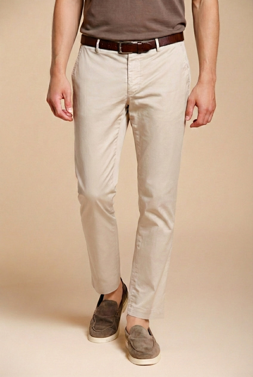 Milano pantalone chino uomo in gabardina stretch extra slim fit ①