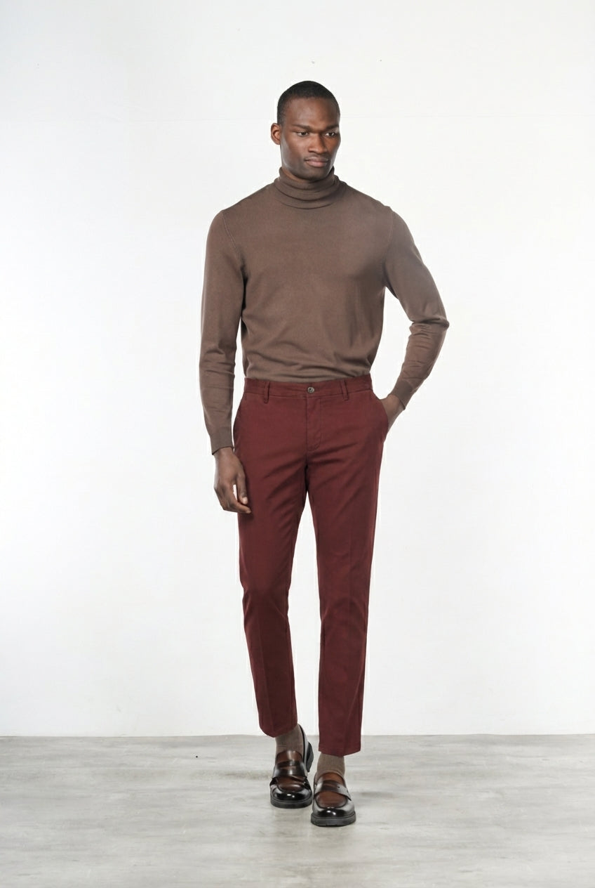 Milano pantalone chino uomo in gabardina stretch extra slim fit ①