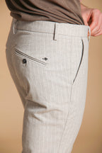 Osaka Herren Chino Hose mit Nadelstreifen Carrot Fit