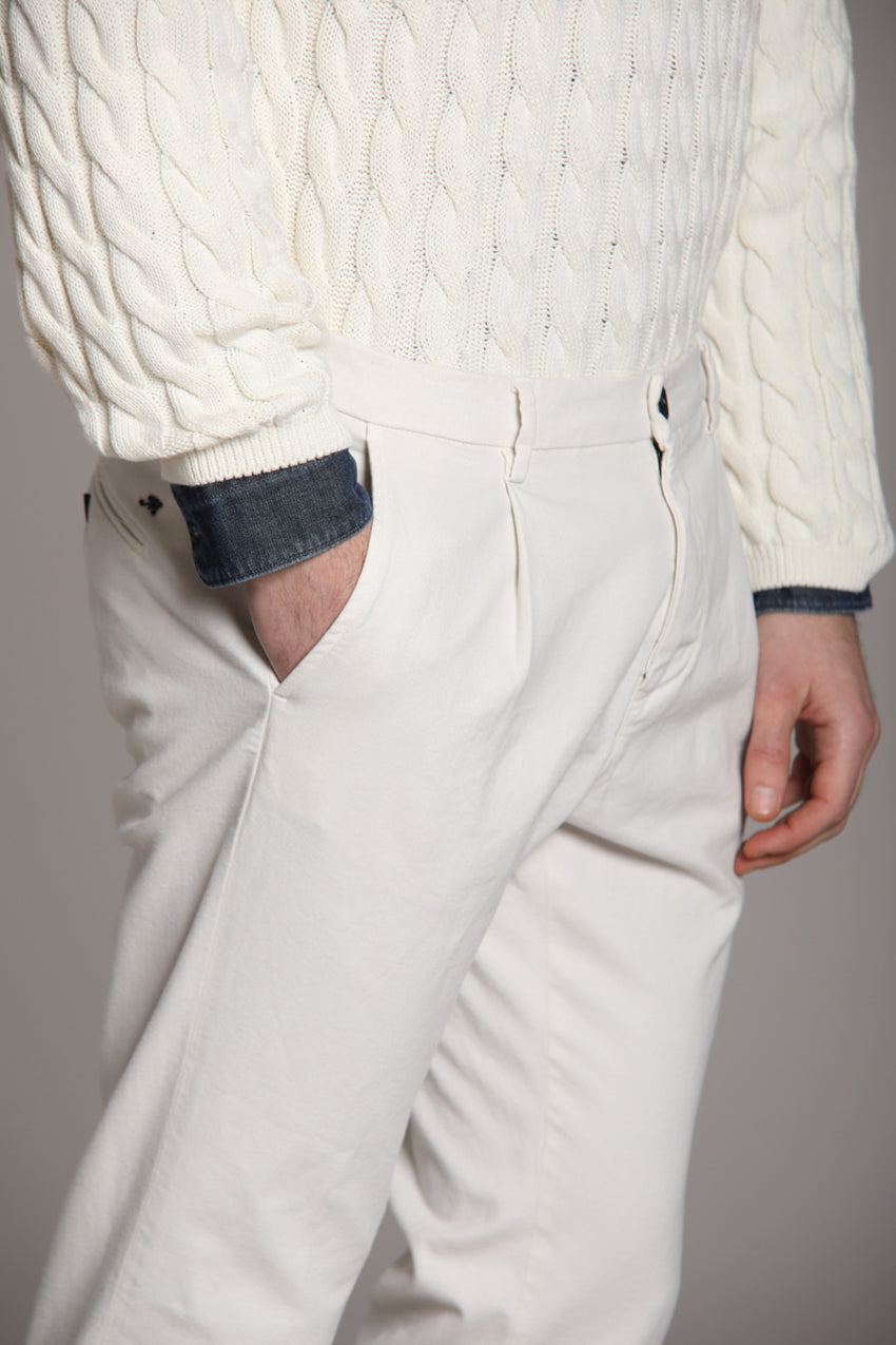 Foto 4 Osaka 1 Pinces pantaloni chino uomo in cotone lana carrot fit