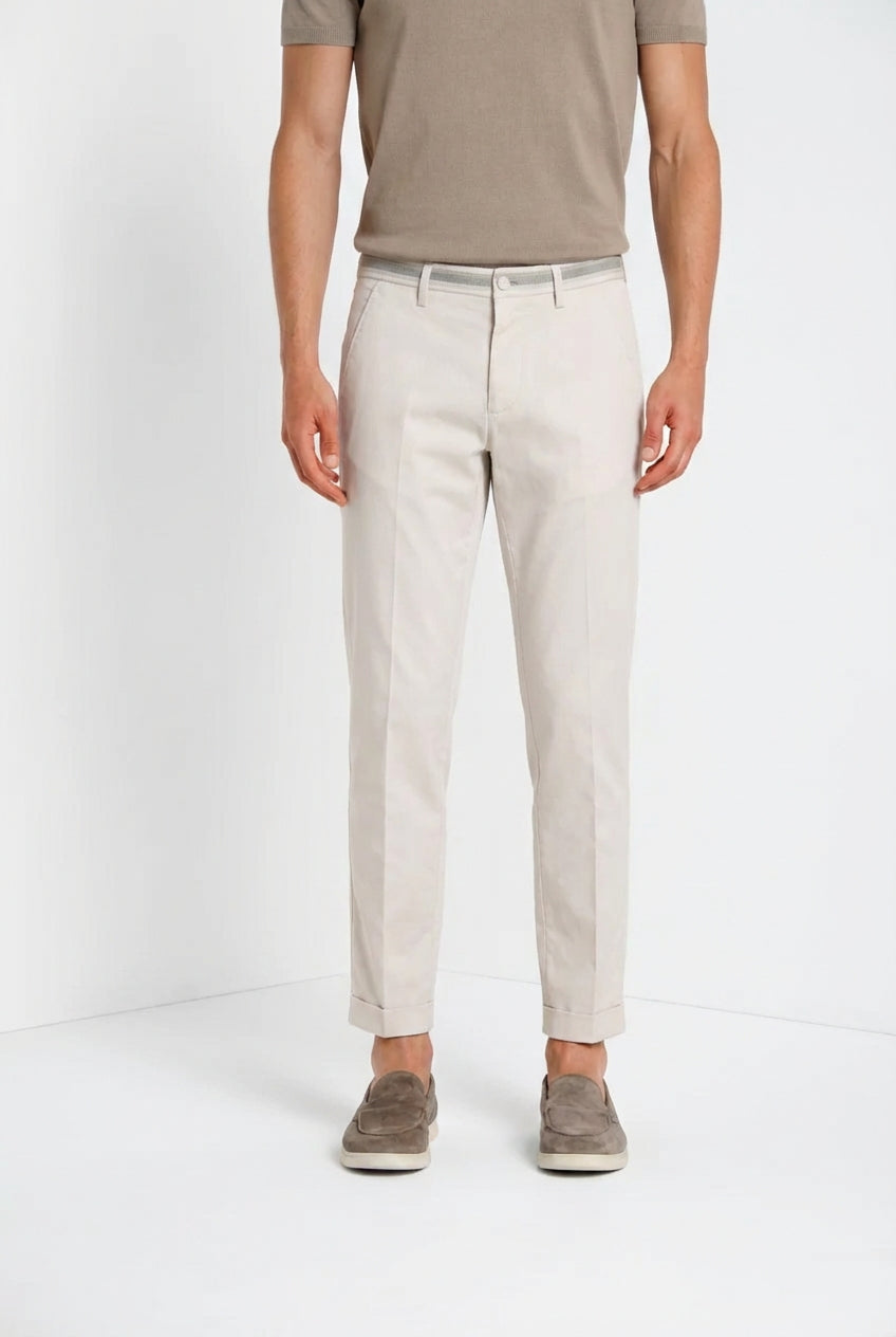 Torino Summer pantalon chino homme en twill de coton et lyocell slim fit