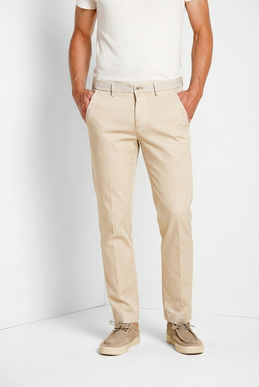 Torino University pantalon chino homme en satin stretch slim fit