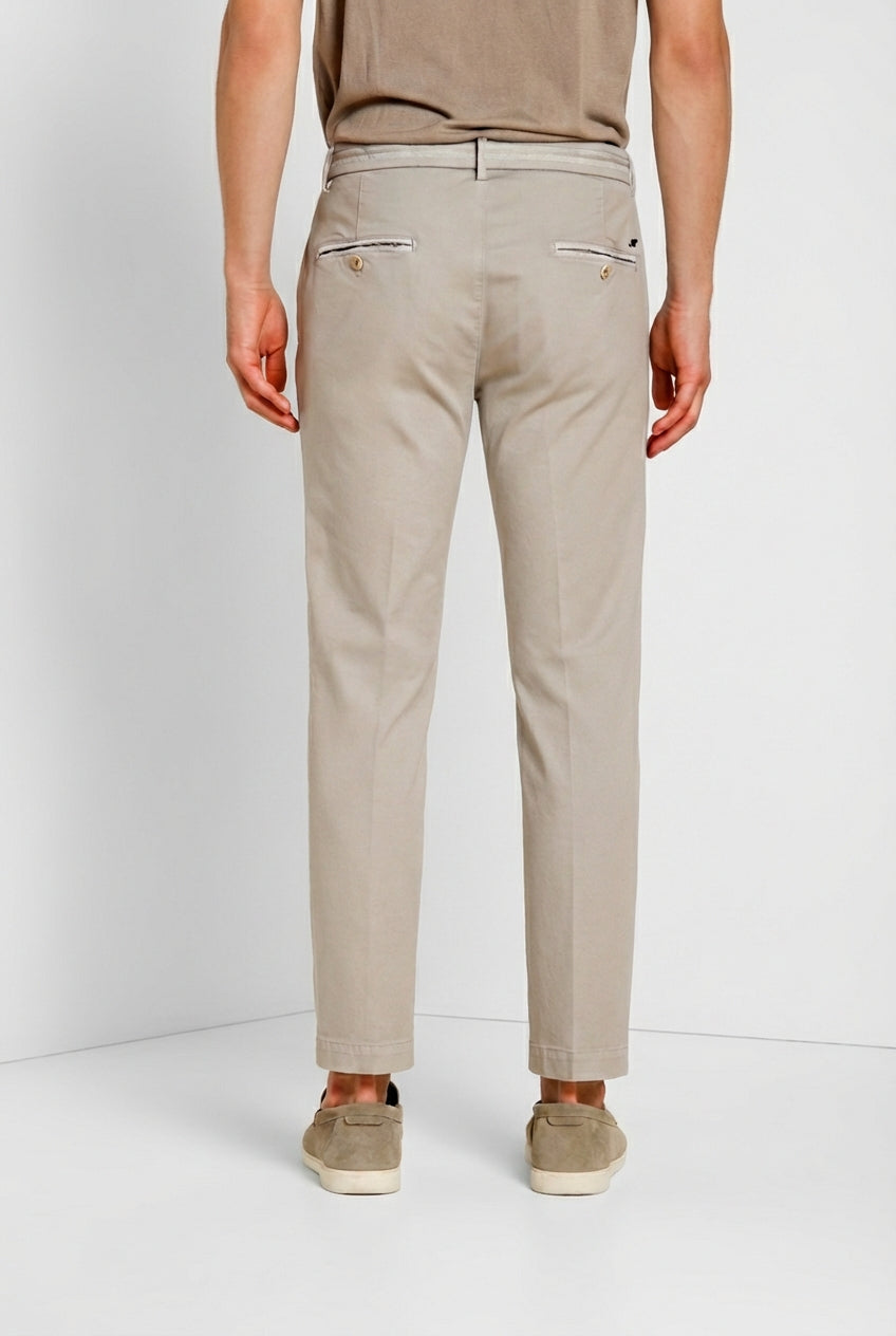 Torino Elegance pantalone chino uomo in tricotina fine di cotone e lyocell slim fit