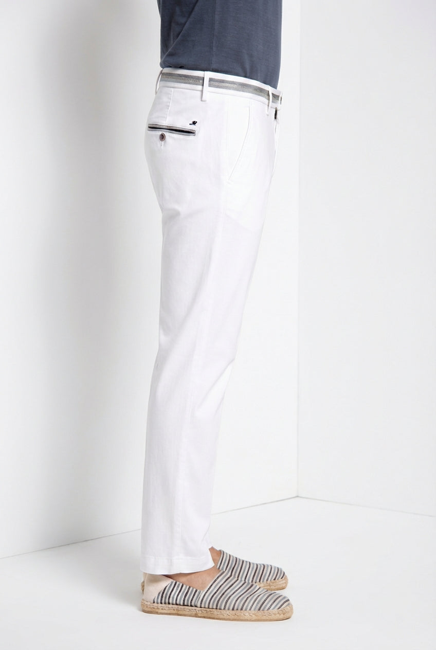 Torino Elegance pantalone chino uomo in tricotina fine di cotone e lyocell slim fit