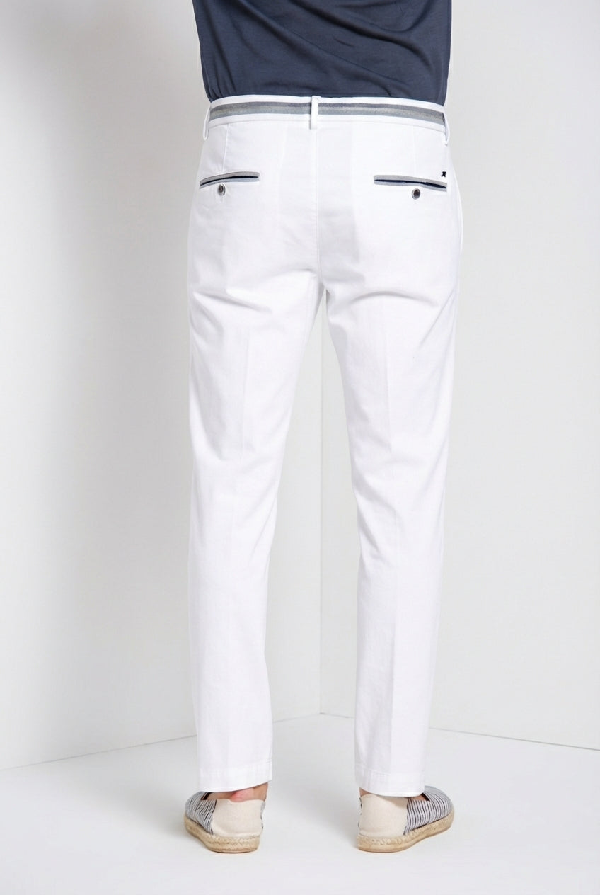 Torino Elegance pantalone chino uomo in tricotina fine di cotone e lyocell slim fit