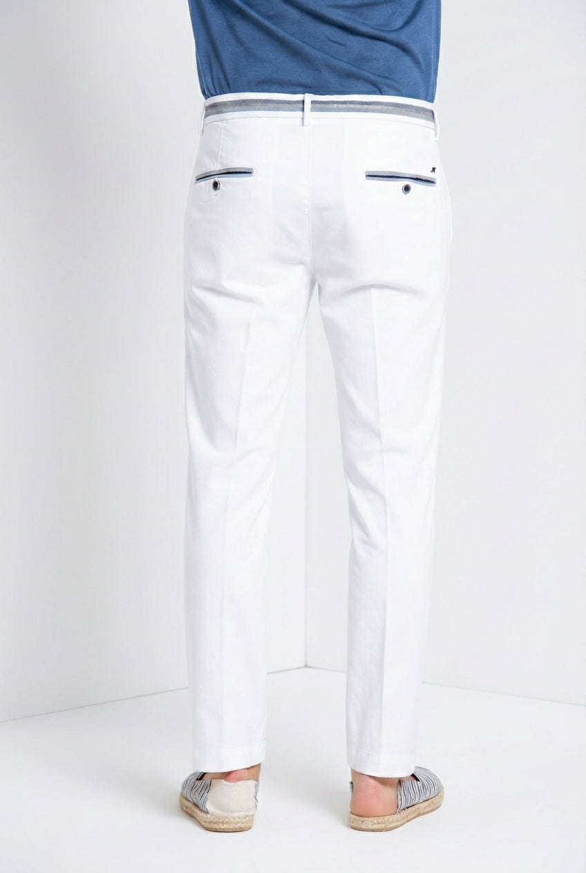 Torino Elegance pantalon chino homme en tricotine fine de coton et lyocell slim fit