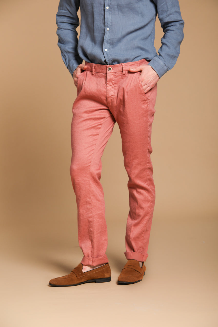 Torino Herren-Chinohose aus Baumwoll-Leinen-Twill Slim Fit