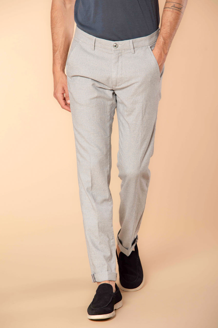 Milano Herren Chino-Hose aus gemustertem Baumwollmouliné mit Mikromuster Extra Slim Fit